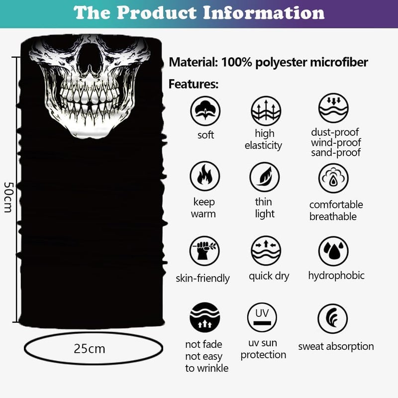 SIDAZON Neck Gaiter Mask,UV Protection Bandana Gator Face Cover Covering Mask,Tube Scarf,Neck Warmer Balaclava,Headband - Image 3